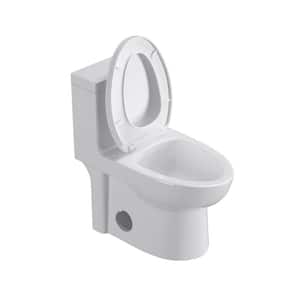 1-piece 1.27 GPF Dual Flush Elongated Toilet in White Seat Included
