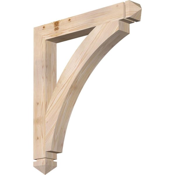 Ekena Millwork 3.5 in. x 32 in. x 28 in. Douglas Fir Thorton Arts and Crafts Smooth Bracket