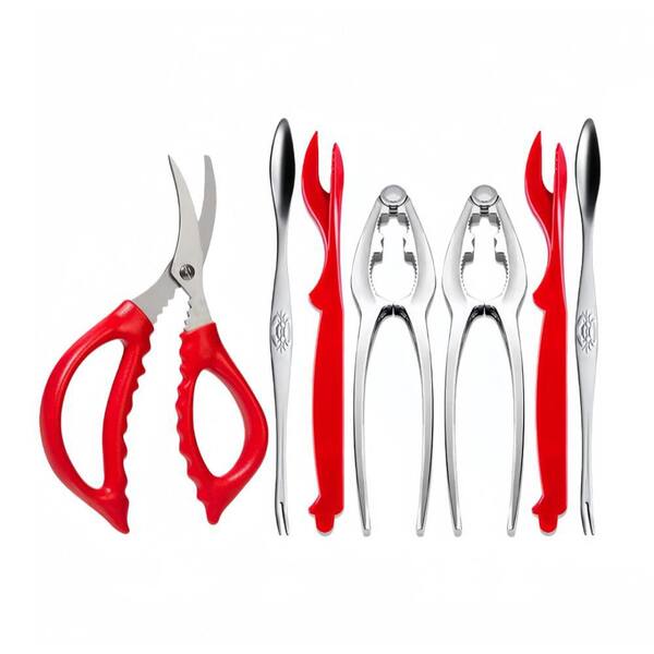 Stainless Steel Crab Leg and Lobster Crackers Set with Picks, Forks for Kitchen, Shellfish, Seafood (7-Pack)