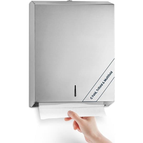 Stainless Steel Commercial Center-Pull C-Fold/Multi-Fold Wall-Mount Paper Towel Dispenser in. Brushed Stainless Steel