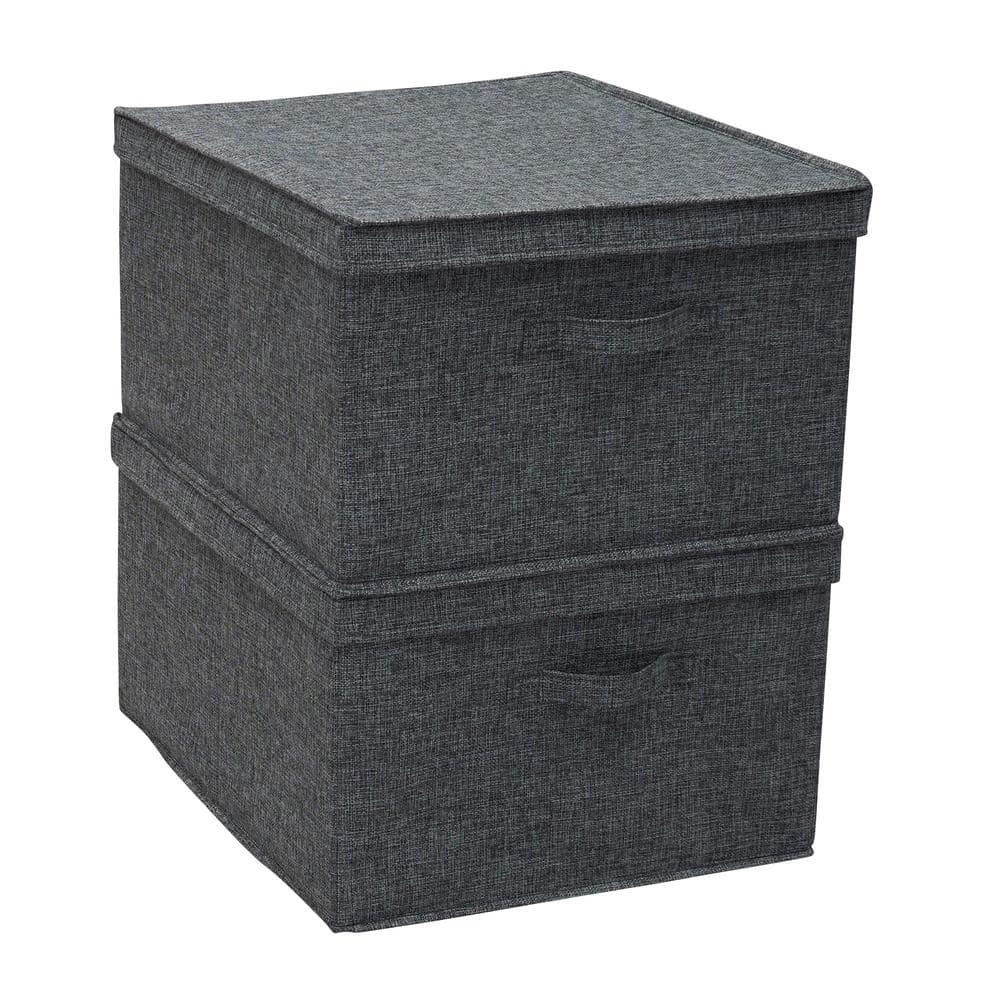 Graphite Jumbo Fabric Storage Bins with Lids
