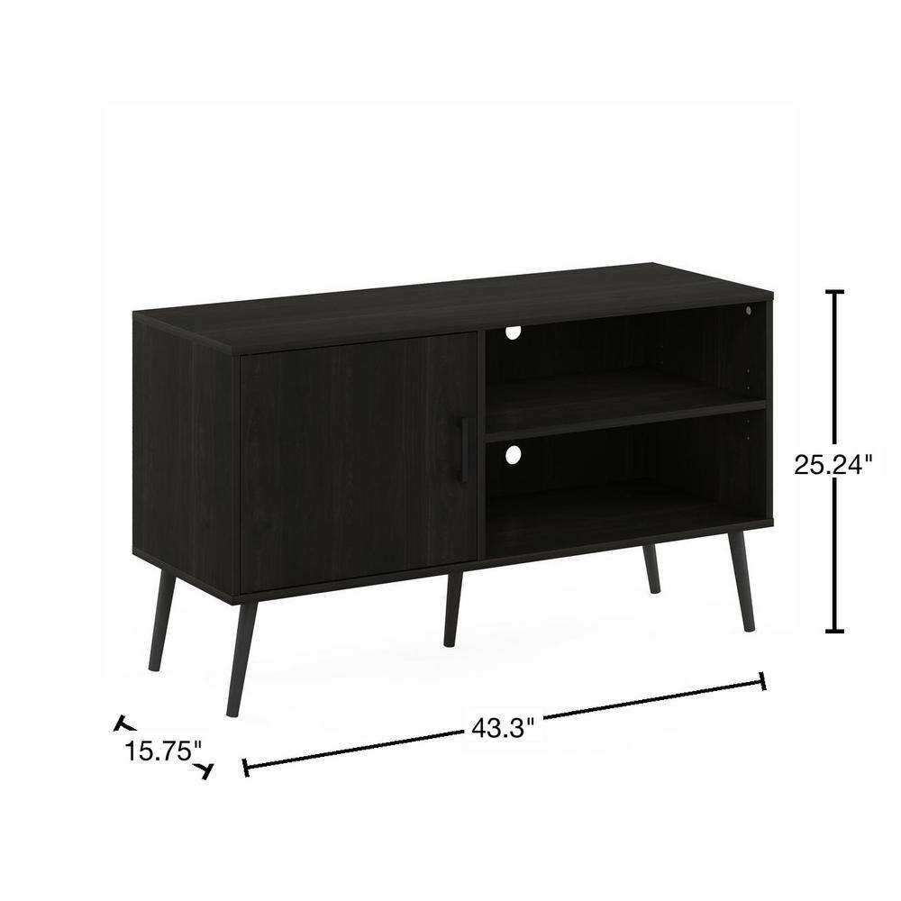 Espresso Mid-Century TV Stand with Cabinet and Shelves