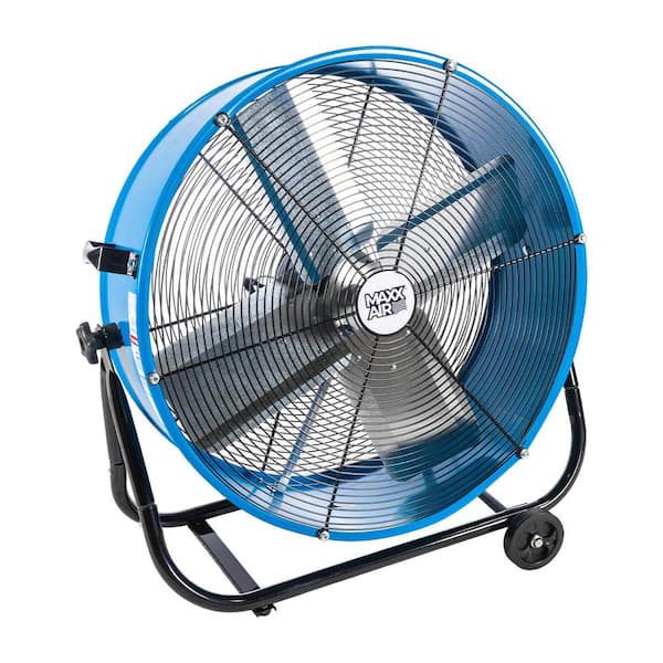 Maxx Air 24 in. 2 Fan Speeds Drum Fan in Blue with Snap-On Wheels