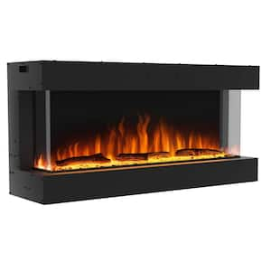 3-Sided 64 in. Recessed and Wall-Mount Electric Fireplace Insert, Decoration for Living Room with 3 Flame Colors, Remote