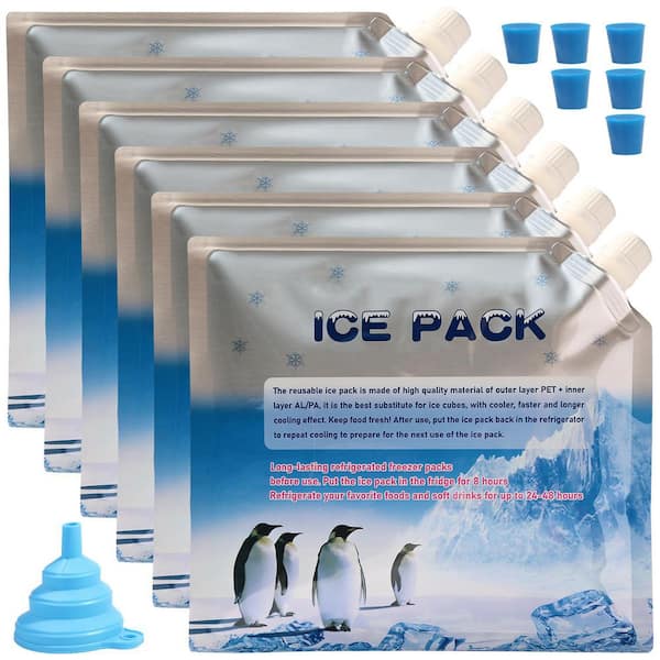 Reusable Ice Packs for Coolers, 24-48 Hours Cold Gel, 6