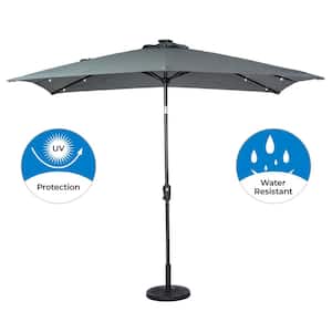 9 ft. x 7 ft. Rectangular Solar Lighted Market Umbrella in Grey
