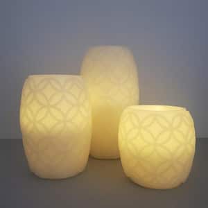 Battery Operated Textured Wax LED Candles - Set of 3