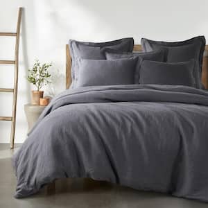 Washed Linen Charcoal King/Cal King Duvet Cover Only