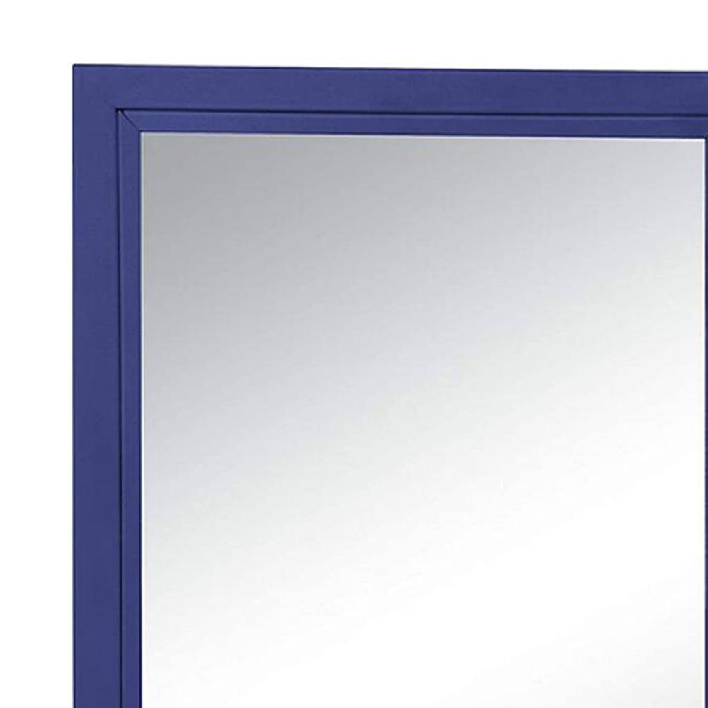 Blue Industrial Cargo Vanity Mirror with Storage Door