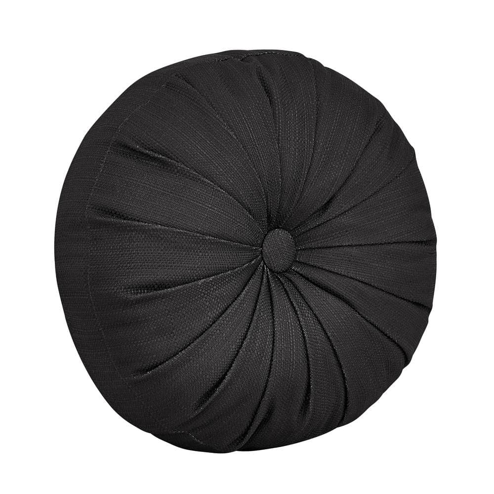 Messina Black Polyester Solid Round Decorative Throw Pillow 15 In. L X 15 I