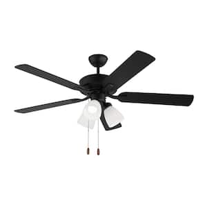 Linden 52 in. Transitional Indoor Midnight Black Ceiling Fan with Black Blades and Fitter LED Light Kit