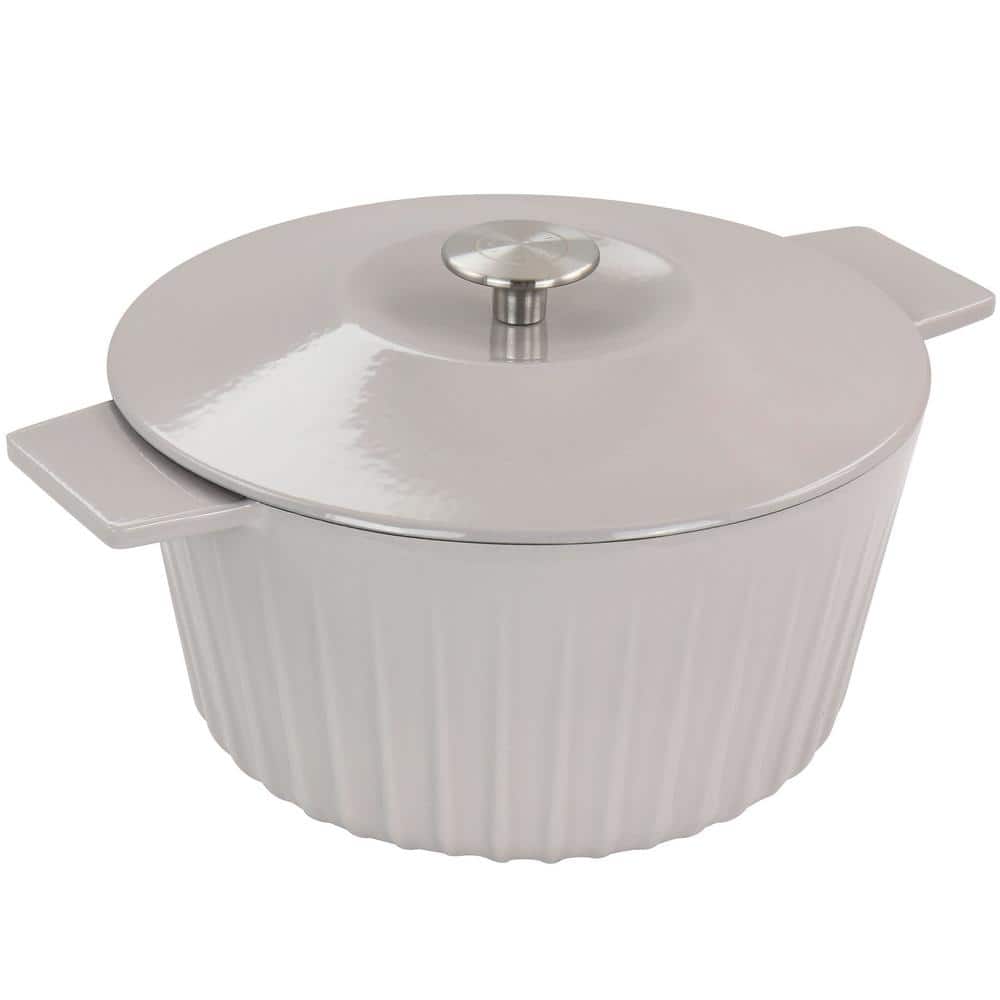Warm Grey Enameled Cast Iron 5 Quart Dutch Oven with Lid