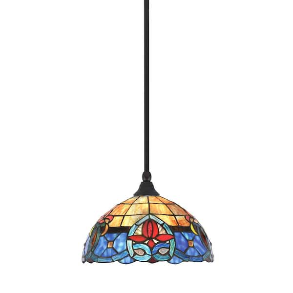 Unbranded Sparta 100-Watt 1-Light Espresso Shaded Pendant Light Mini Pendant with Sierra Art Glass, No Bulb Included