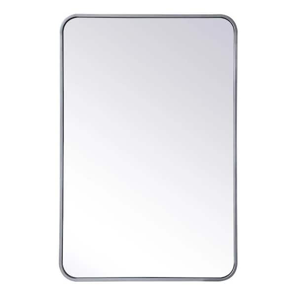 Anky 24 in. W x 36 in. H Rectangle Aluminum Alloy Wall Mirror Horizontal and Vertical Bathroom Vanity Mirror in Silver