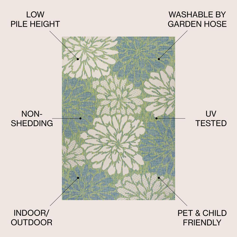 Grayson Floral Charm 9' x 12' Gray Reversible Outdoor Rug