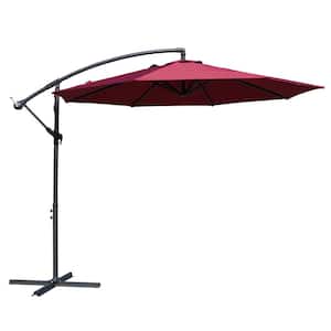 10 ft. Offset Cantilever Hanging Patio Umbrella for Outdoor Balcony Table or Large Garden Terrace in. Burgundy