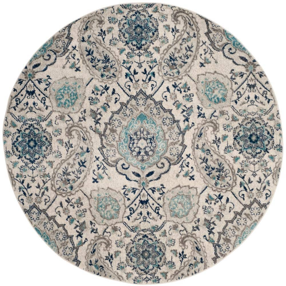 Safavieh Madison Creamlight Gray 9 Ft X 9 Ft Round Border Area Rug Mad600c 9r The Home Depot