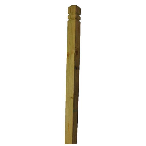 Unbranded 4 in. x 4 in. x 4.5 ft. Pressure-Treated Solid Wood Finial Ready Deck Fence Post