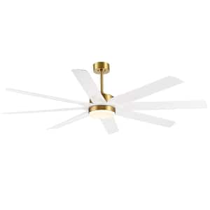 Arthur 70 in. Integrated LED Indoor White-Blade Gold Ceiling Fans with Light and Remote Control Included