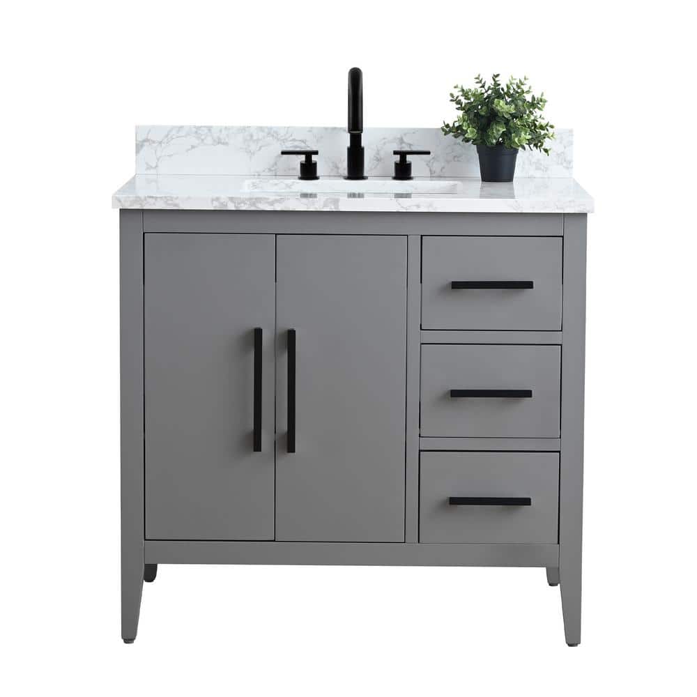 Cashmere Gray 36" Single Sink Bathroom Vanity with Marble Top