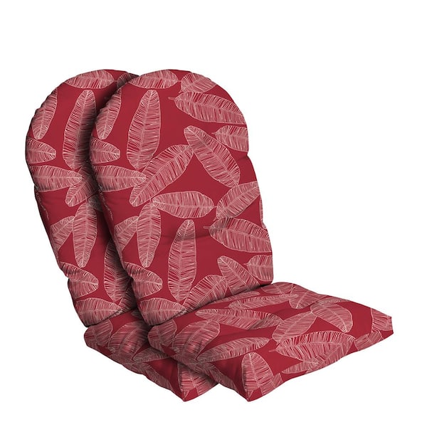 ARDEN 20 in. x 18 in. Outdoor Plush Modern Tufted Rocking Chair Cushion, Red Leaf Palm (Set of 2)