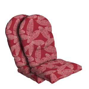 20 in. x 18 in. Outdoor Plush Modern Tufted Rocking Chair Cushion, Red Leaf Palm (Set of 2)