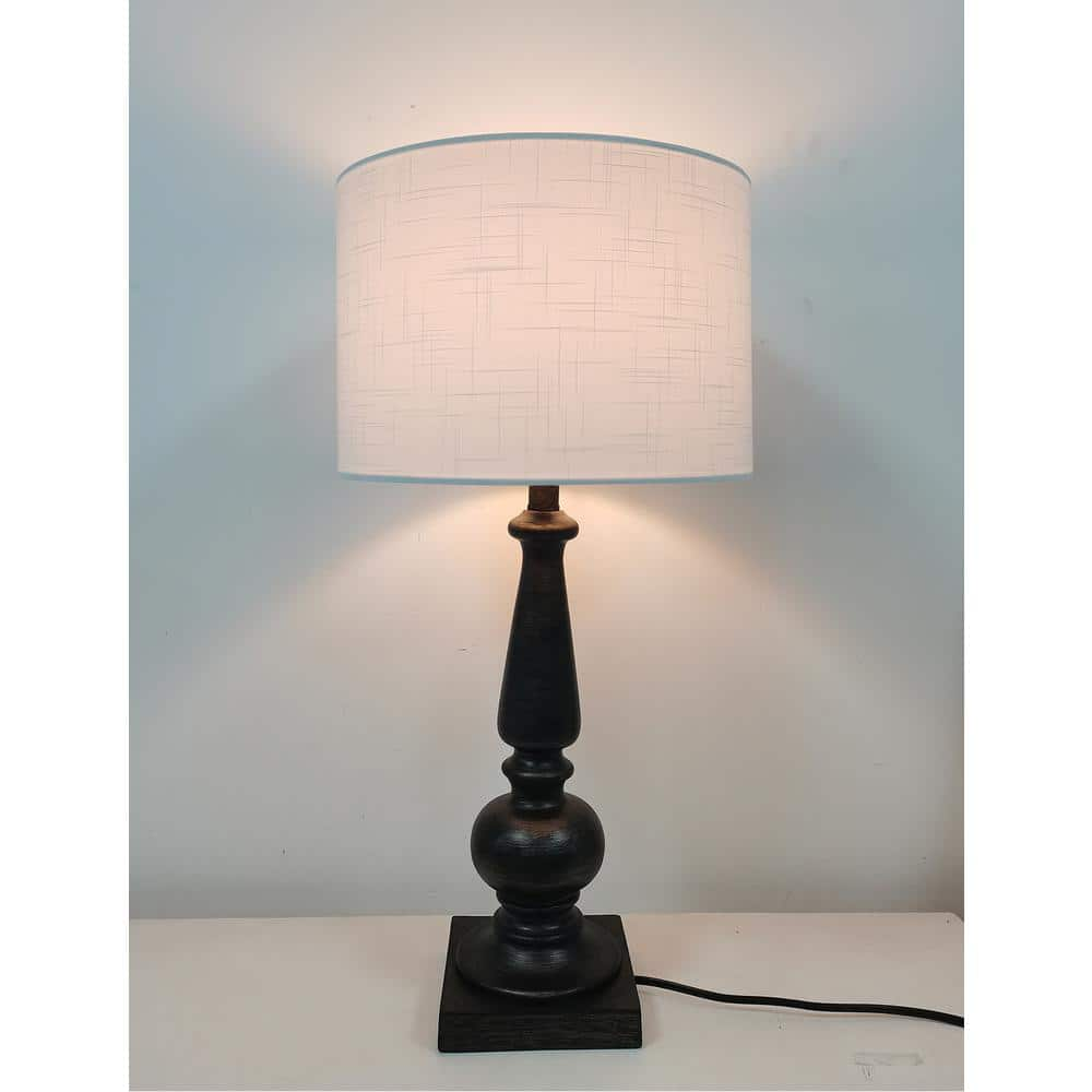 Adesso 25 in. Turned Wood Finish Table Lamp