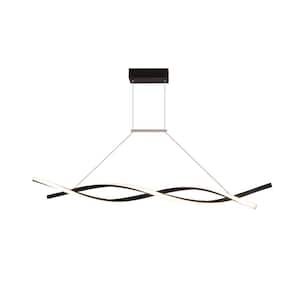 Genoci 40-Watt 2-Light Black Modern Dimmable Integrated LED Pendant ...
