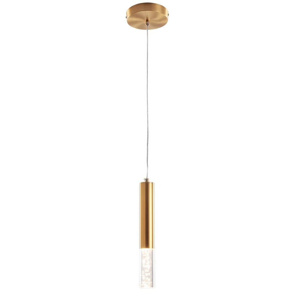 1-Light Gold Modern LED Cylinder Pendant Light for Kitchen Island, Dining Room, Bar, Flat, Sloped, or Vaulted Ceilings price history on PriceWatchPro