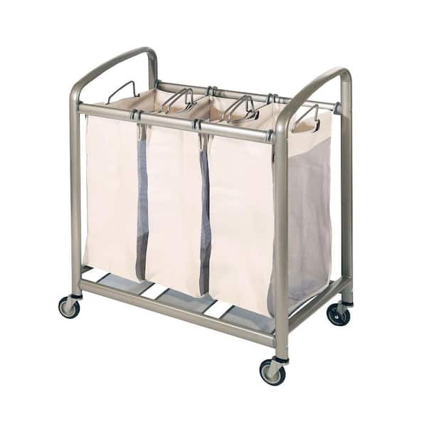 Seville Classics Premium 3-Bag Heavy-Duty Laundry Hamper Sorter Cart