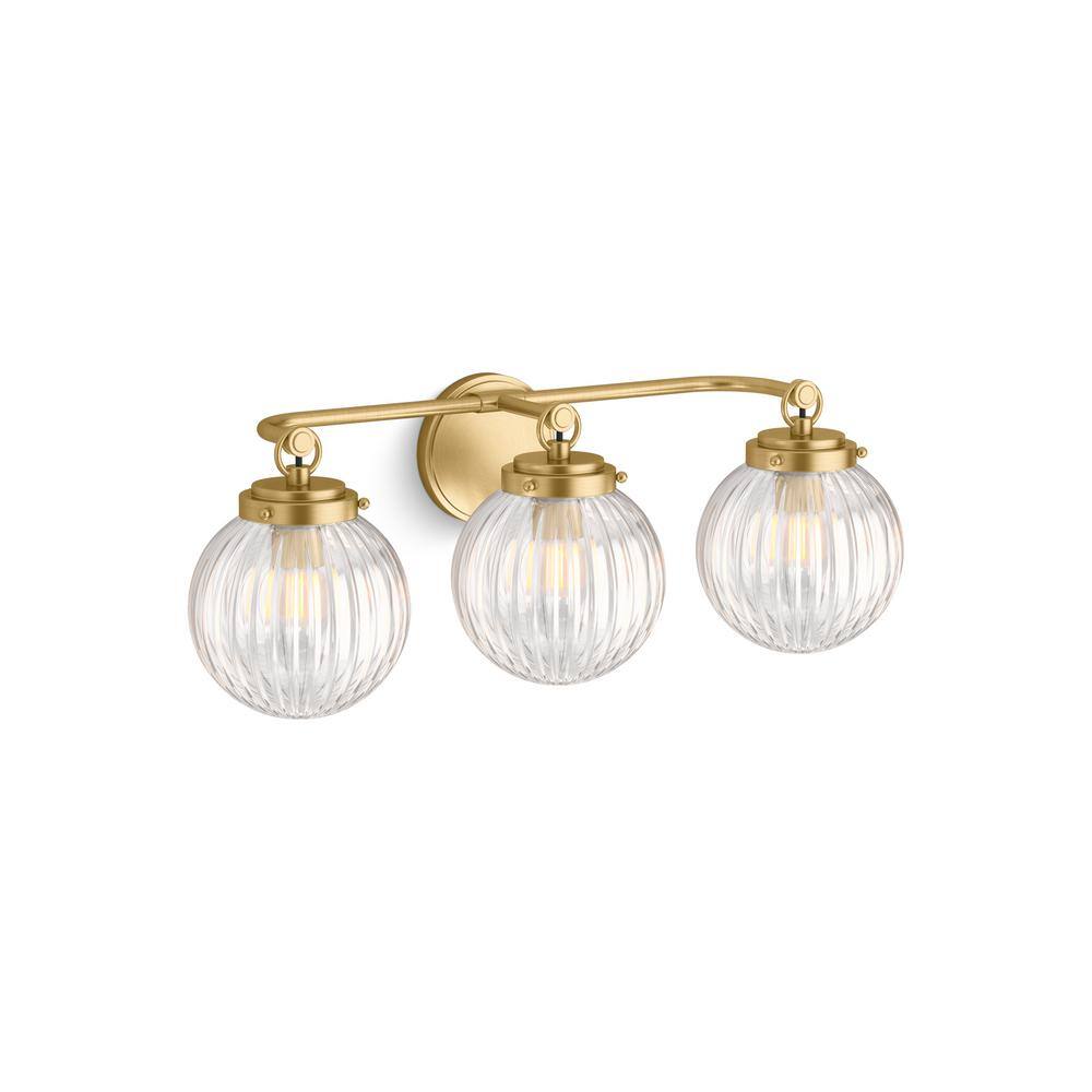 Brushed Moderne Brass Three-Light Wall Sconce