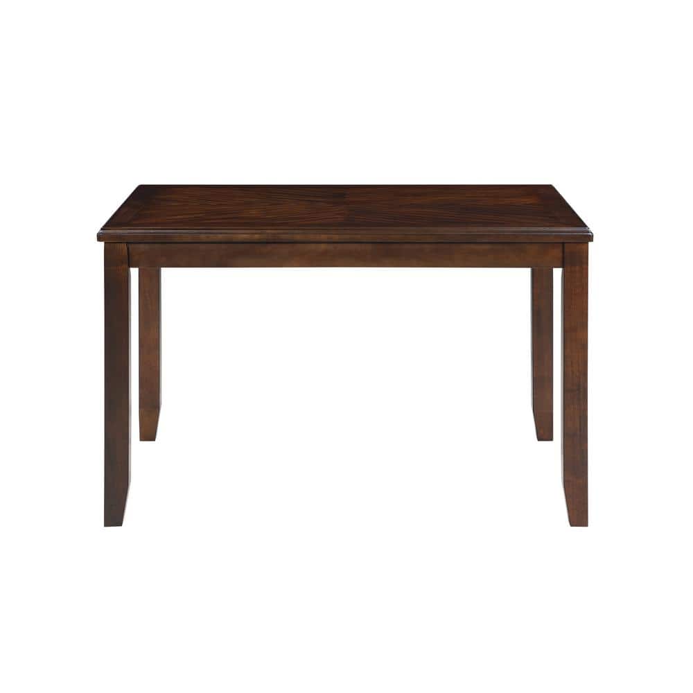 Gia 48" Cherry Brown 5-Piece Rectangular Wood Dining Set with Beige Cushions