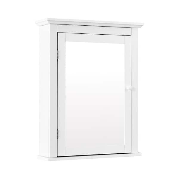 17.5 W in.  27.5 H in. Bathroom Mirror Cabinet Wall Mounted Adjustable Shelf Medicine Storage-White