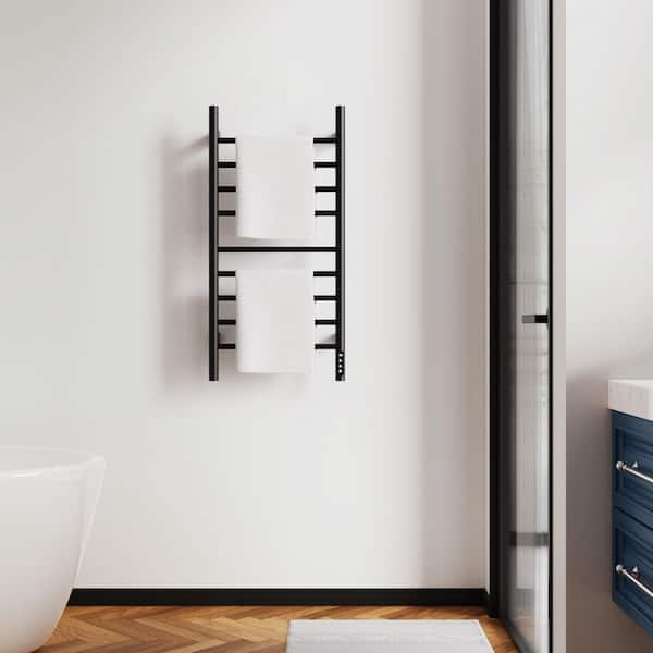 9-Bar Plug-In and Hardwire Towel Warmer in Black