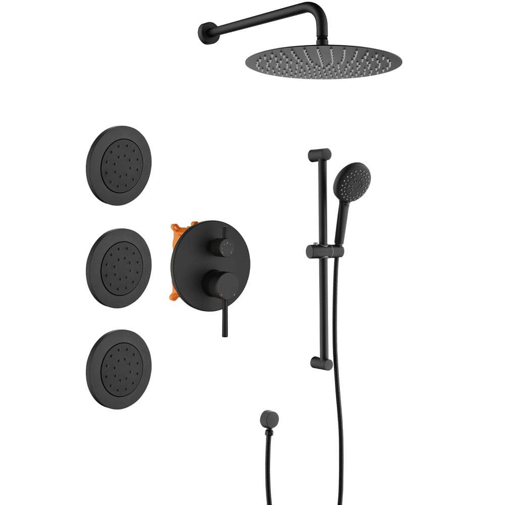 LORDEAR 3Jet Mixer Shower System Combo Set Round Wall Mount Rainfall