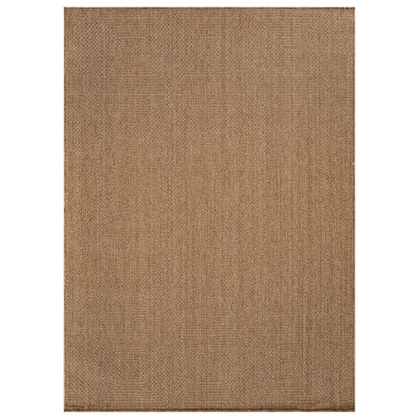 Diamond Grid Natural/Jute Easy-Care Indoor/Outdoor Flat Woven 4 ft. x 6 ft. Natural Area Rug