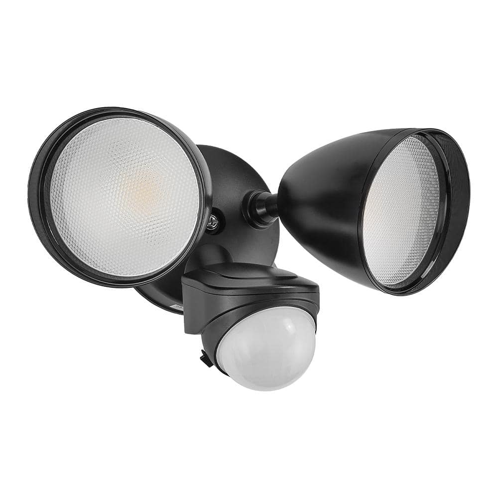 Black Dual Head LED Outdoor Security Flood Light with Motion Sensor