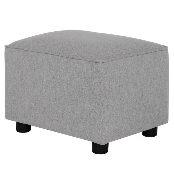 Evolur Holland Upholstered Ottoman, Modern Design In Light Grey