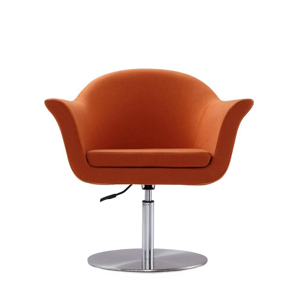 Mid-Century Modern Voyager Swivel Accent Chair in Orange and Metal