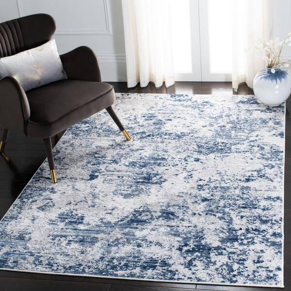 Amelia Navy/Gray 5 ft. x 5 ft. Distressed Abstract Square Area Rug