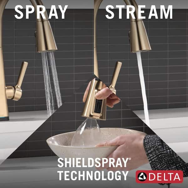 Delta Lenta Gold Touch/Touchless Champagne Bronze 16.75 in. H Pull