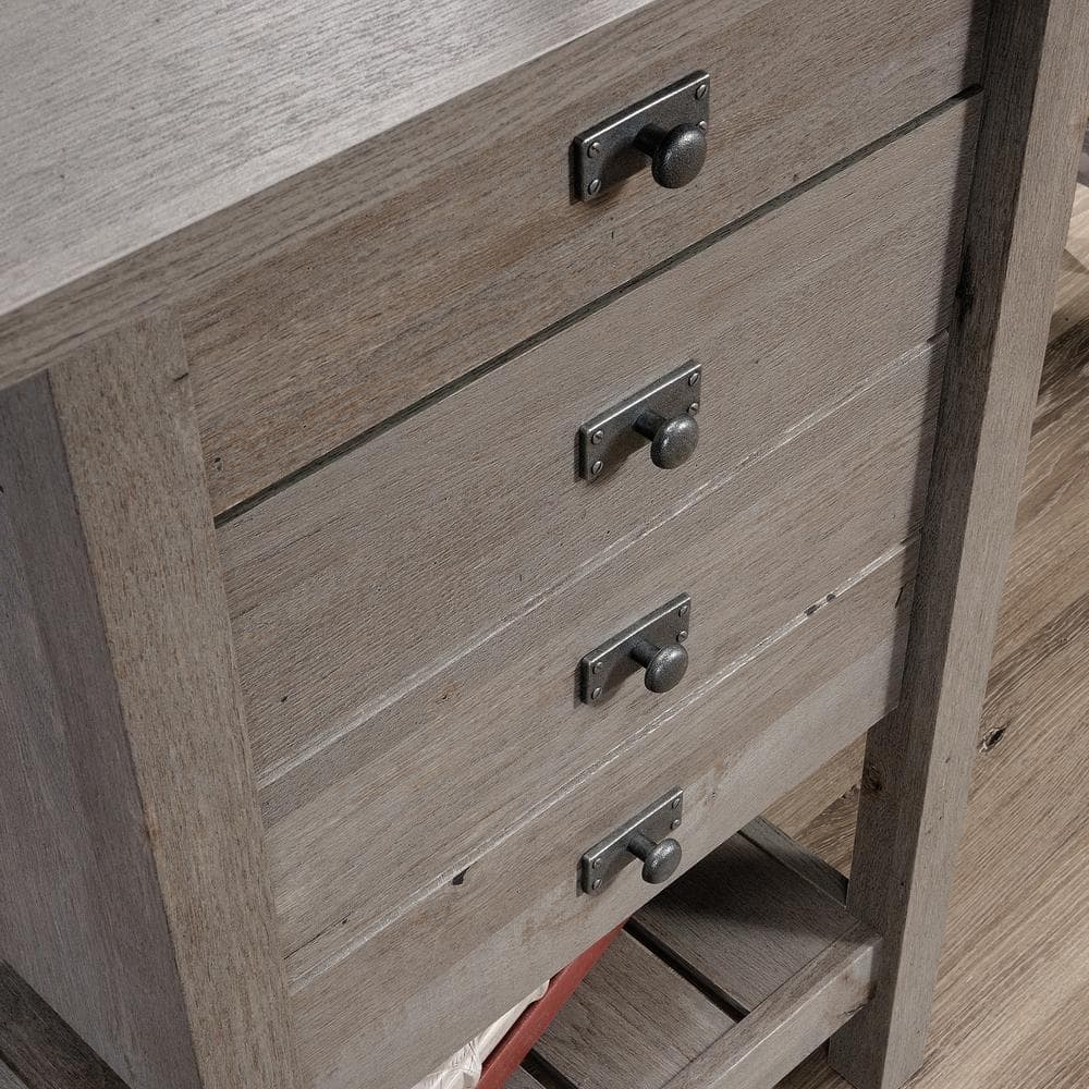 Mystic Oak Coastal Desk with Letter-Size File Drawer and Storage Shelf