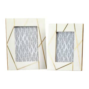 Gold Inlay design on Cream Picture Frame (Set of 2)