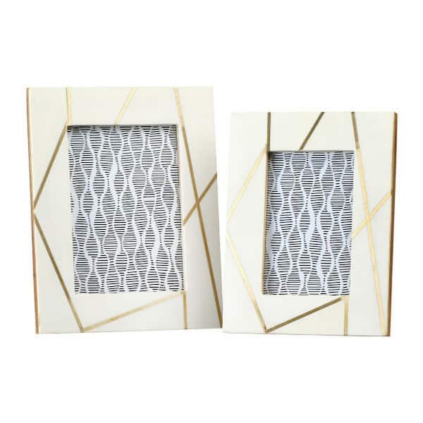 Storied Home Gold Inlay design on Cream Picture Frame (Set of 2)