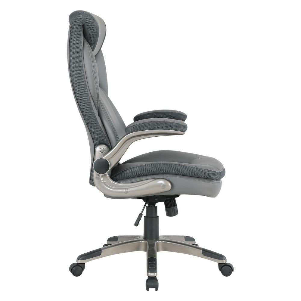 Titanium High-Back Executive Swivel Chair in Charcoal Leather