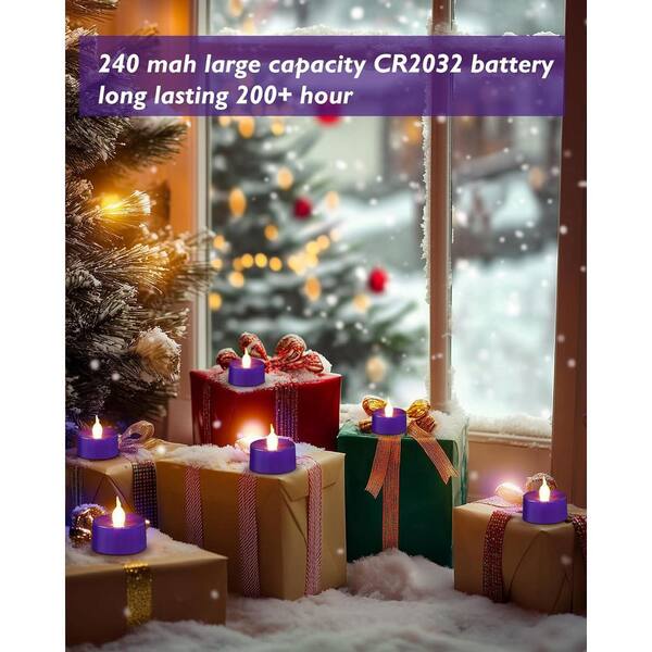 Retisee 2 Candele LED Senza Fiamma Viola Glitterate - 8,9x12,7 Cm Con Telecomando - Perfette Per Halloween, Natale, Matrimonio, Atmosfera Romantica
