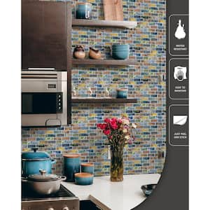 12 in. x 12 in. Peel and Stick Vinyl Backsplash Tile in Colorful Stones Design (10-Pack)