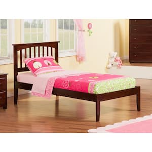 Mission Walnut Twin Platform Bed with Open Foot Board