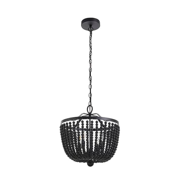 4-Light Beaded Pendant, Bohemian Beaded Pendant Light, Adjustable Hanging, for Bedroom, Living Room.