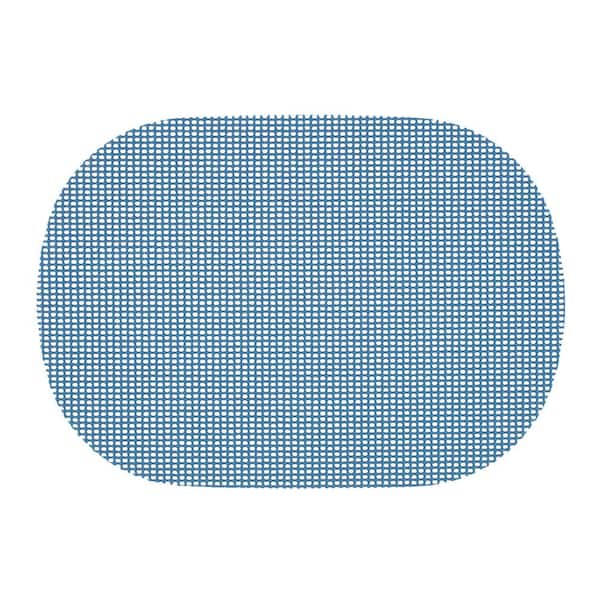 Kraftware Fishnet 17 in. x 12 in. Niagara Blue PVC Covered Jute Oval Placemat (Set of 6)